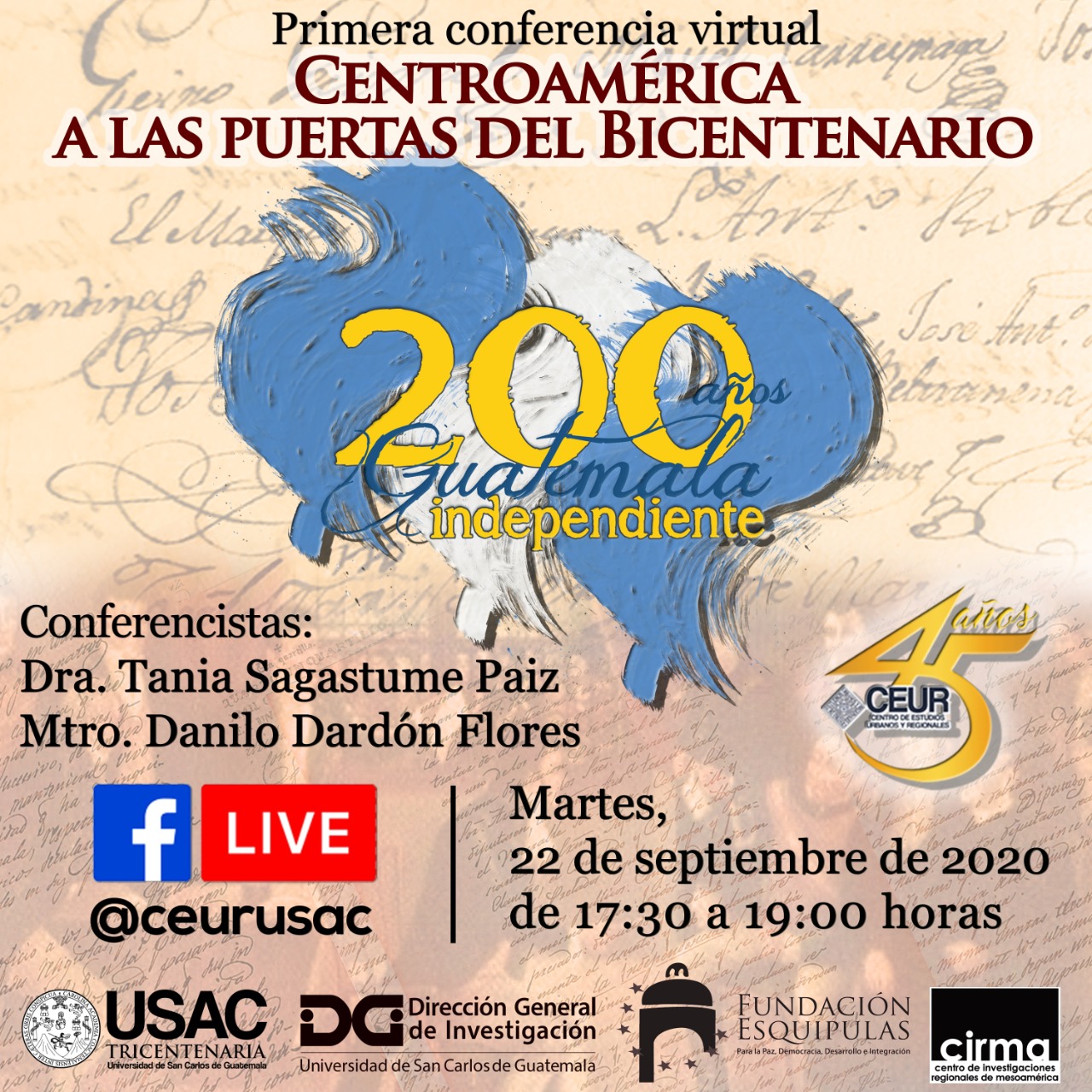 PRIMERA CONFERENCIA Centroamérica a las puertas del bicentenario #CEUR