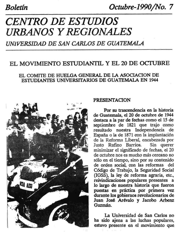 El movimiento estudiantil y el 20 de octubre: El comité de huelga general de la AEU de Guatemala en 1944.